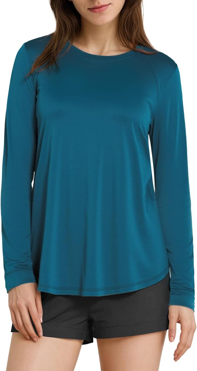 Latuza Women's Bamboo Viscose Pajama Tops Raglan Long Sleeve Lounge Shirt 2 Pack - Image 2