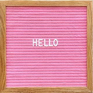 Changeable Pink Felt Letter Board with 3/4 Inch White Letters, Numbers & Symbols, 10x10 Inches, Changeable Wooden Message Board Sign, Oak Wood Frame, Wall Mount, Plastic Stand, Letter Pouch & Cutter. - coolthings.us