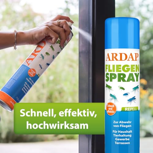 ARDAP Repell Fliegenspray 2 x 400ml - Bestes Mittel gegen Fliegen - Fliegenspray Wohnung- Insektenspray & Ungezieferspray - Schädlingsfrei - Wirkt schnell & effektiv (PT19)