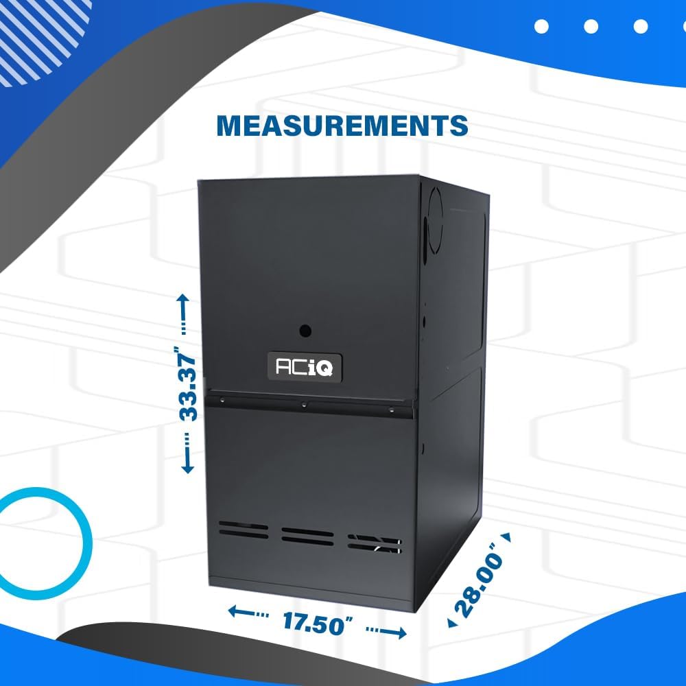 ACiQ 80% 80,000 BTU Single Stage Gas Furnace with LP Kits - 17.5" Width - Downflow/Horizontal | 1600 CFM R32, 9-Speed, HVAC Gas Heater