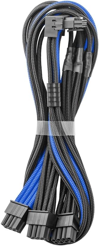 CableMod E-Series Pro ModMesh Sleeved 12V-2x6 12VHPWR 90° StealthSense PCIe Cable for EVGA G/G+ / P/P+ / T - Variant A (Black + Light Green, 16-pin to Triple 8-pin, 60cm)