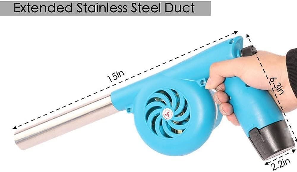 KZU Electric Fireplace Bellows, BBQ Air Blower, Handheld Outdoor Cooking Fan Charcoal Starter Fan Cordless Bellows Grills BBQ Camping Barbecue Fire Bellows (Extended Duct)