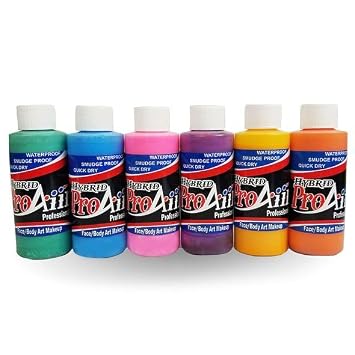 ProAiir Face and Body Painting Makeup - 6 Tropical Colors - 1 oz 30ml