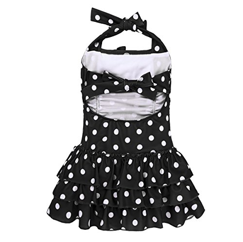 Msemis Little/Big Girls One Piece Adjustable Polka Dot Bathing Suit Ruffle Skirted Swimwear Swim Dress Black 11-12 #TOP3
