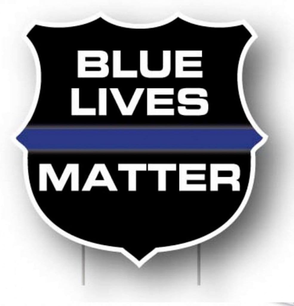 Blue Lives Matter Yard Sign, Shield Shape, Includes Short Stakes 12750