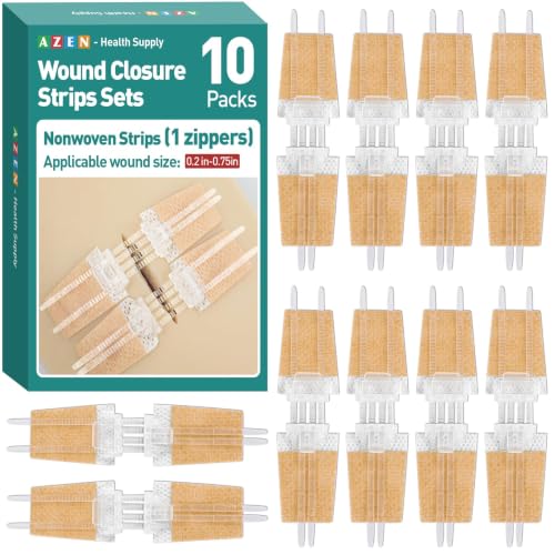 AZEN 10 Pack Emergency Wound Closure Strips Butterfly Bandages Laceration Closure Zip Stitch Repair Wounds Without Stitches