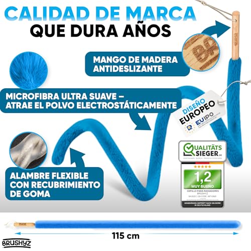 BRUSHYZ Cepillo para radiadores – Cepillo Largo 115 cm de Microfibra – Cepillo de Limpieza para radiadores Mejora el Clima Interior – Cepillo de Limpieza de calefacción – Cepillo para Limpiar - imagen 4