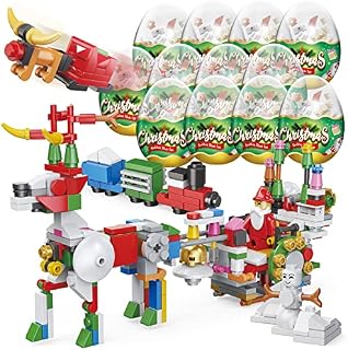 Growinlove 12PCS Christmas Toys Santa Reindeer Snowman Wreath Christmas Tree Building Toys Kit for Kids, Blocks Bricks Set Christmas Decorations Building Blocks Christmas Party Favors for Kids