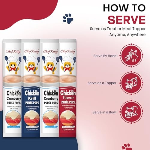 Purée Pops + Pink Feeding Spoon, Grain-Free, Lickable, Squeezable Creamy Cat Treat/Topper, 20 Tubes, Chicken Mix Variety - Image 5