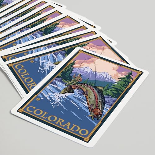 Lantern Press Colorado, escena pesca con mosca, 52 cartas póker miniatura 5
