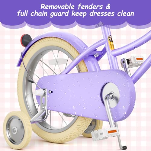 Image of Glaf 12 14 16 18 20 24 Inch Girls Bike for 2-15 Years Old | Kids Bike Bicycle,with Training Wheels, Toddler Bike,Girls Cruiser Bicycle, with Adjustable Seat and Handlebar