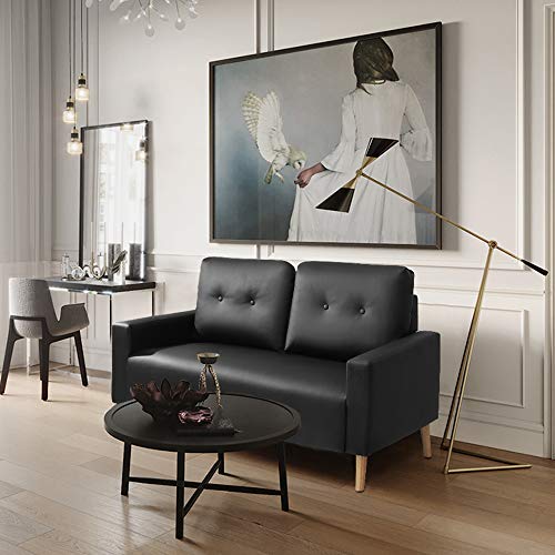 image for VICTONE Leather Loveseat Modern Fabric Couch for Living Room PU Mid Ce