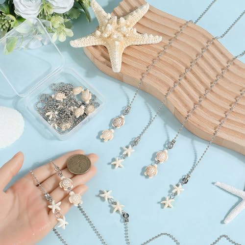 Image of CRASPIRE 12Pcs 2 Styles Sea Turtle Ceiling Fan Pull Chain Synthetic Turquoise 14.17 Inch Starfish Summer Ocean Hanging Charm Ornament Fan Ball Chain Extender Danglers for Ceiling Fan Light Lamp Decor