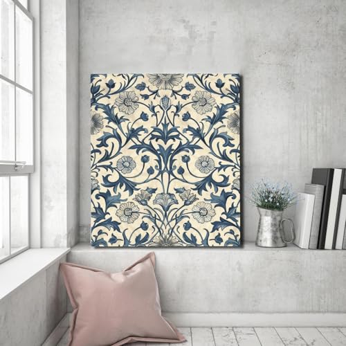 Impression sur toile orientale bleue 45x58cm pour décoration murale