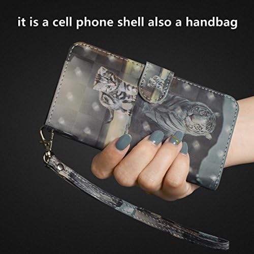 Huawei P30 Lite Case 2019, Shockproof 3D Premium PU Leather Flip Notebook Wallet Case with Magnetic Stand Card Holder Slot Folio TPU Bumper Protective Phone Case for Huawei P30 Lite Cat & Tiger