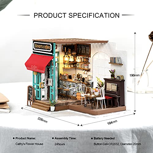 Rolife 3D Holz Puppenhaus mit Licht Miniatur Kaffee Haus DIY Modell Kit-Tops Spielzeug für Kinder 14 15 16 17 Jahre alt… – Bild 7
