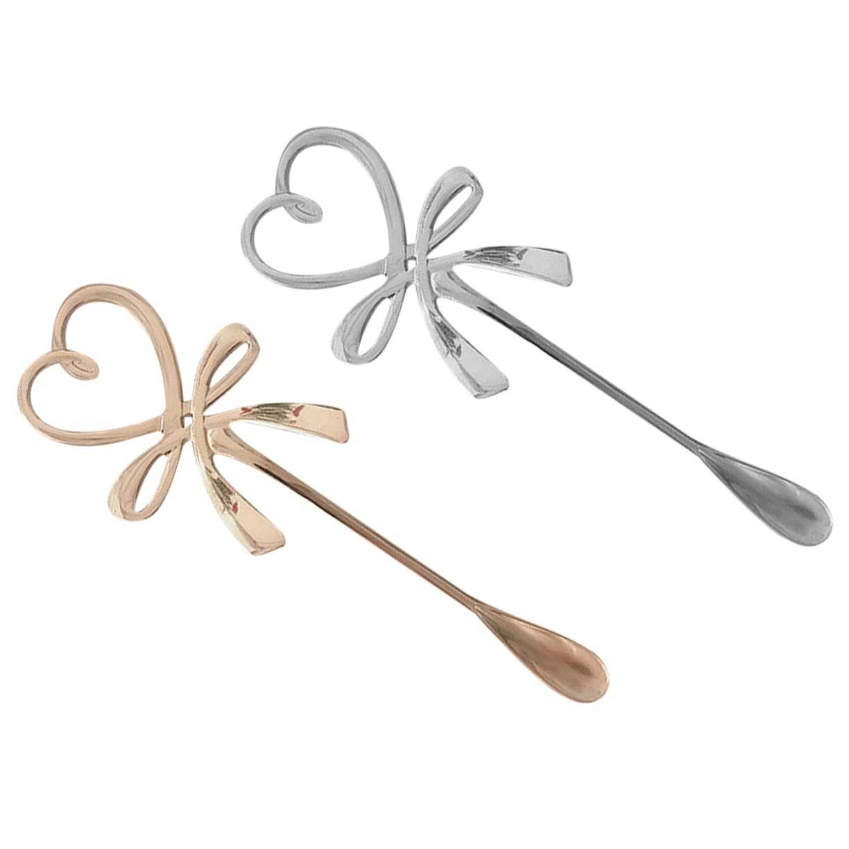 OKUMEYR 2pcs Love Coffee Spoon Creative Stirring Spoon Bowknot Design Stainless Steel Electroplated Gold for Long-term Use for Kitchen Bar