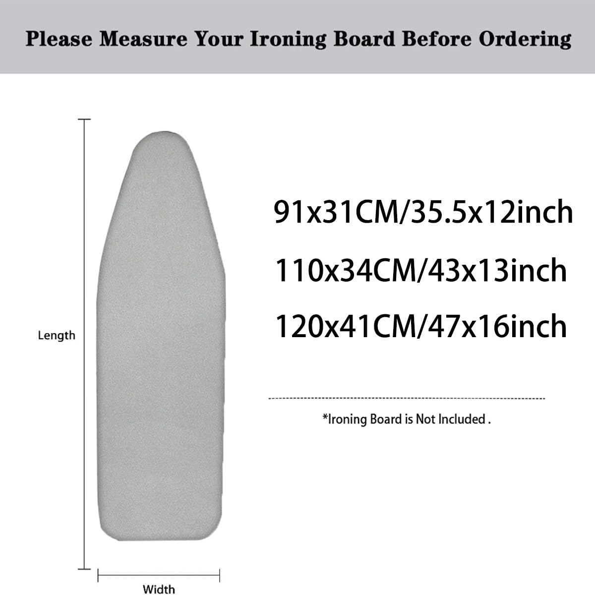 Almohadilla para Tabla de Planchar de 12 x 36, tamaño estándar, Borde elástico Resistente a Quemaduras (Color: E, tamaño: 43.3 x 13.4 in)