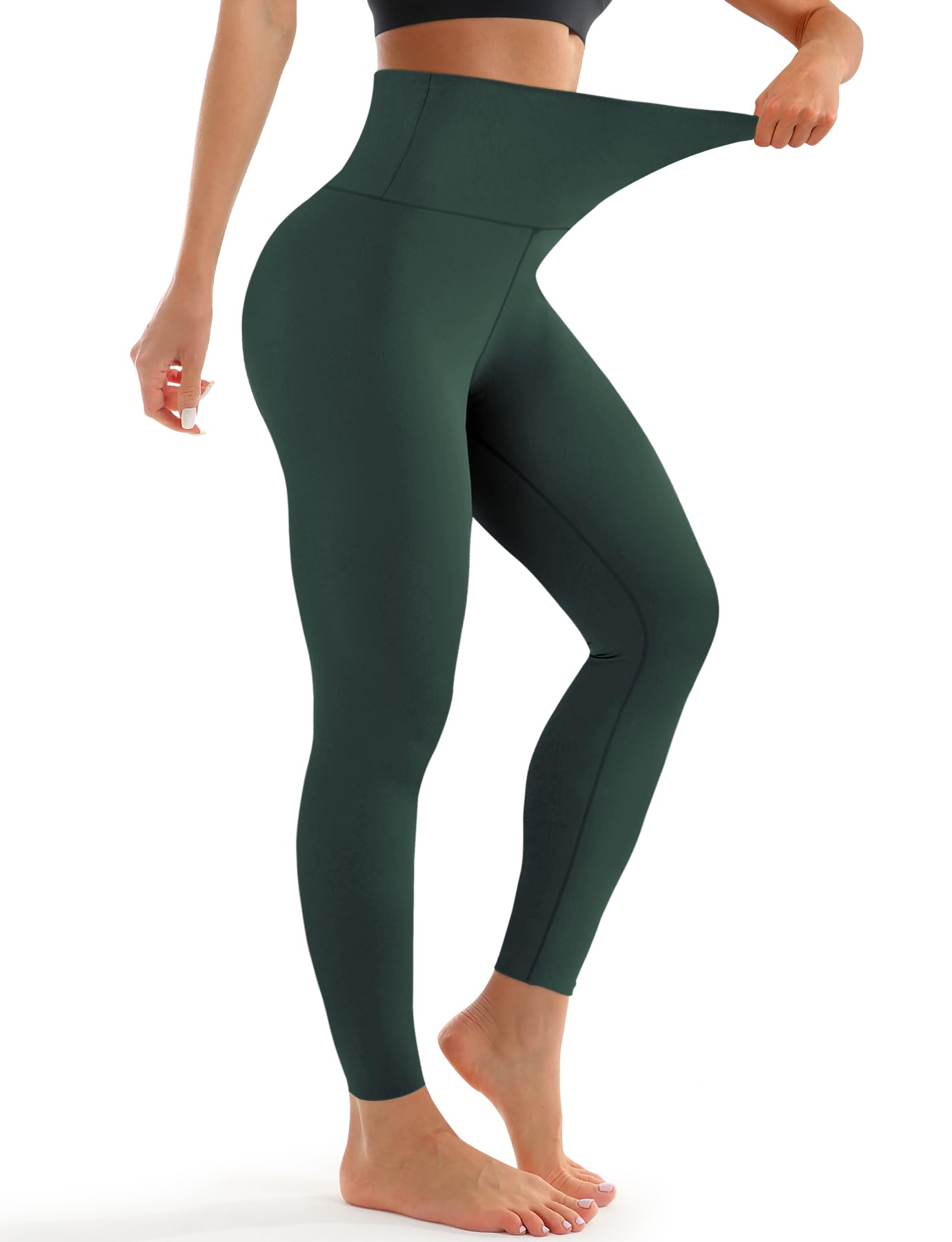 Leggings for Women - High Waisted Full Length Buttery Soft Yoga Pants for Workout Athletic Daily 06-forest Green Large-X-Large