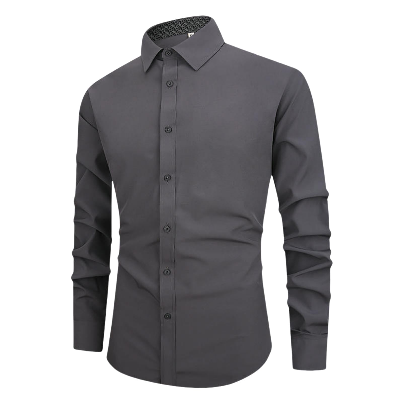 Camicia a maniche lunghe da uomo in tinta unita senza grinze bianca Slim Fit Business