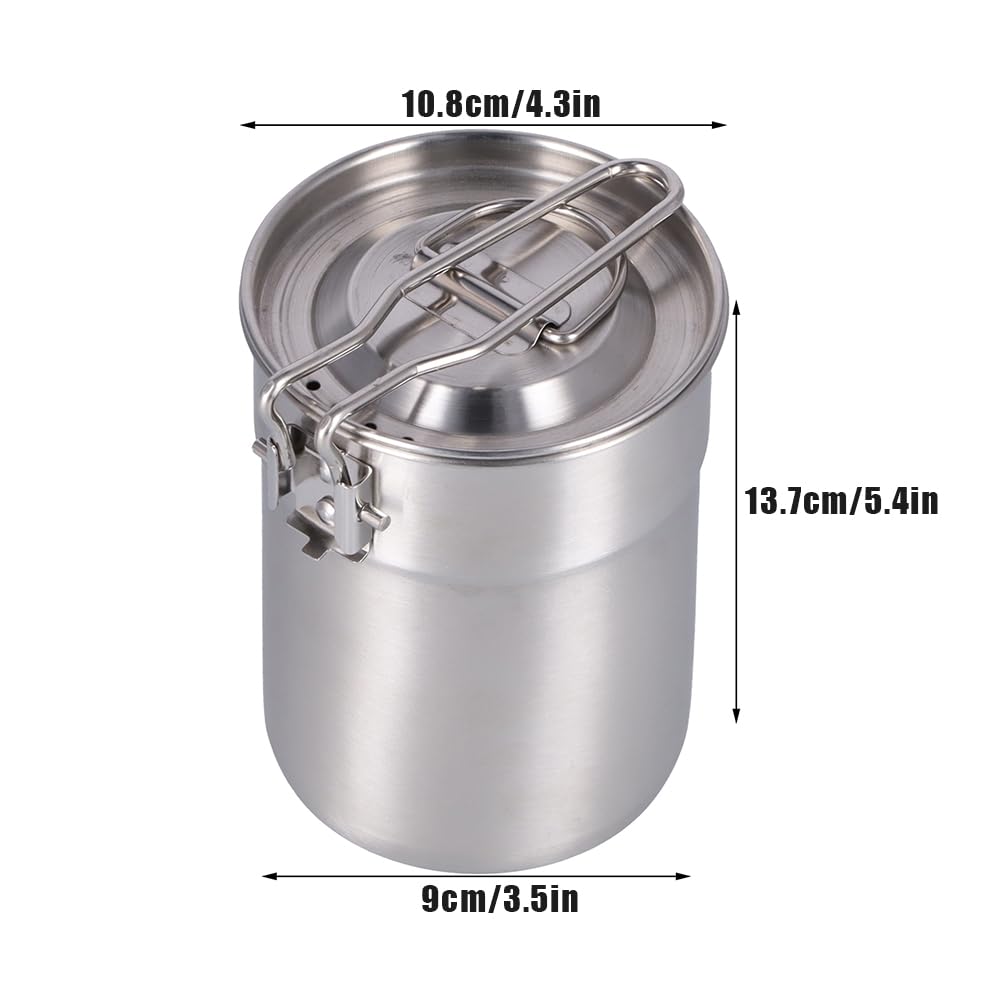 Camping Topf Deckel und Faltbarem Griff 1L Tragbarer Picknickherd | Kochtopf für Gaskocher Edelstahl Kochgeschirr Faltbar Tasse Mit Klappgriffen Picknick Wandern Rucksack Tragbarer Picknickherd