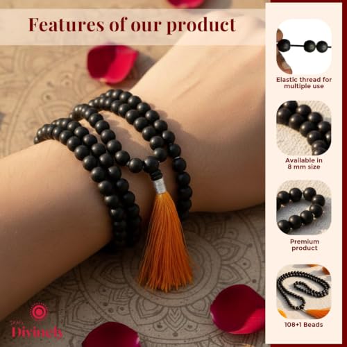 Image of Karungali Malai Original 108 Beads | Karungali Mala Original | Karigali Necklace | கருங்காலி மாலை Original | 7mm Beads Ebony Wood Mala