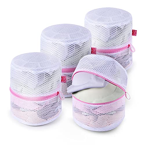 OTraki 4 Pack Bra Wash Bags for D to G Cup 7 x 7 inch Mesh Delicates Lingerie Laundry Bag for Washing Machine Zipper Underwear Dryer Protector for Women Ladies Girls Intimate Panties Underwear