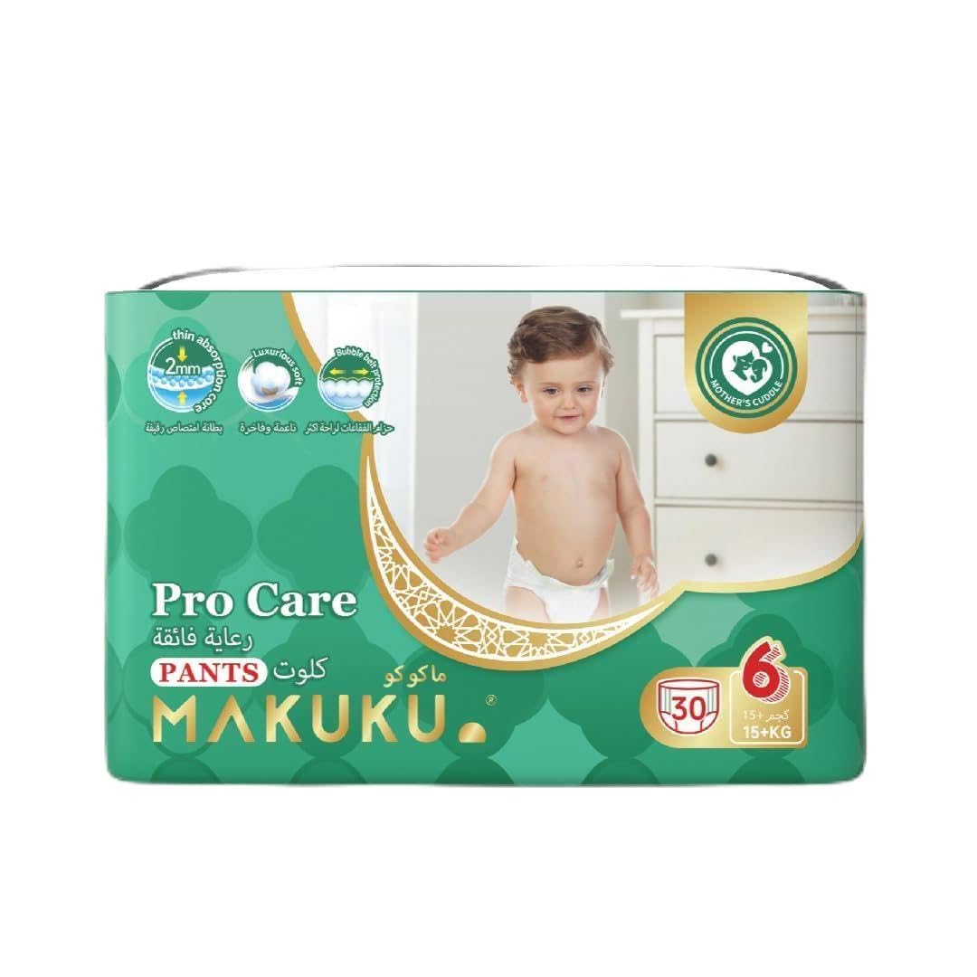 MAKUKU Pro Care Pants Diapers - Size 6 (15+kg) | 18-24months | 30 Pieces