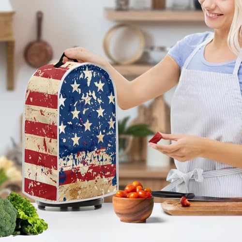 Image of Talayituse Star American Flag Print Blender Dust Cover, 4th of July Fingerprint Protection Cover for Stand Mixer or Coffee Machine, Home Kitchen Appliance Covers for Stain Dust Resistant Supplies