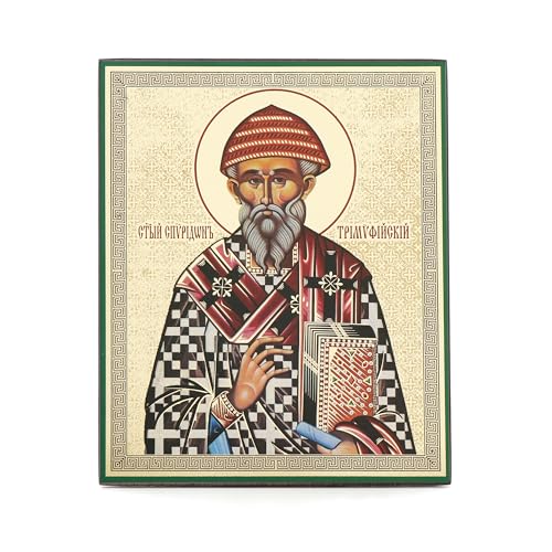 NKlaus Heiliger Spyridon Holz Ikone 10x12cm christlich orthodox 13929