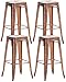 CLP Lot De 4 Tabourets De Bar Joshua I Tabouret De Bar Industriel Empilable Et Robuste I Repose-Pieds Structure A 4 Pieds I Hauteur Siège 77 cm, Couleur:cuivre