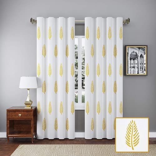 Image of LINENWALAS Cotton Curtains for Long Door Set of 2, Linen Textured Long Doors Curtains for Home Decor, Hangs Elegantly with Back Loops (4.5ft x 10 ft, Musratd Leaf)