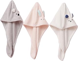 FOMIYES Toalha De Chapéu De Cabelo Seco De Orelhas De Coelho 3 Peças Para Crianças Toalha De Cabelo Encaracolado Toalhas De Pelúcia Toalha De Banho Absorvente Chapéu De Cabelo Seco Cabeça
