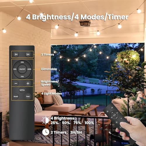 Yuusei LED String Lights Remote Control, 50Ft/15M Festoon Lights Mains Powered with 25+1 Shatterproof G40 Bulbs, IP45 Waterproof Outdoor Garden String Light for Patio Party Wedding Cafe, Warm White - Image 4
