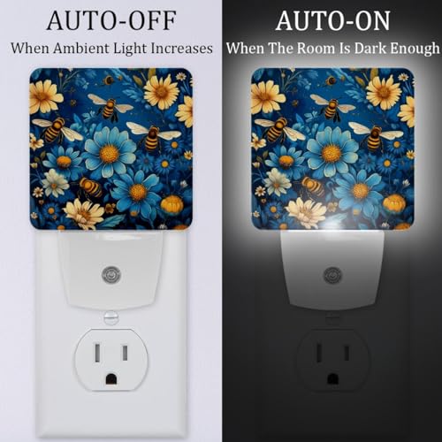 Luz nocturna LED vintage Bees Florals plug-in para niños miniatura 2