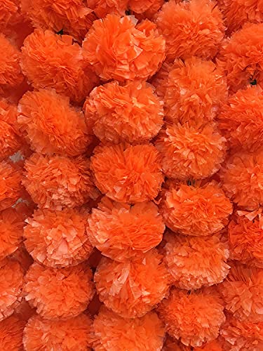 5 Pc Marigold Garland 5 Ft Long Strands of Artificial Marigold Flowers, Diwali Decorations Home - Image 3