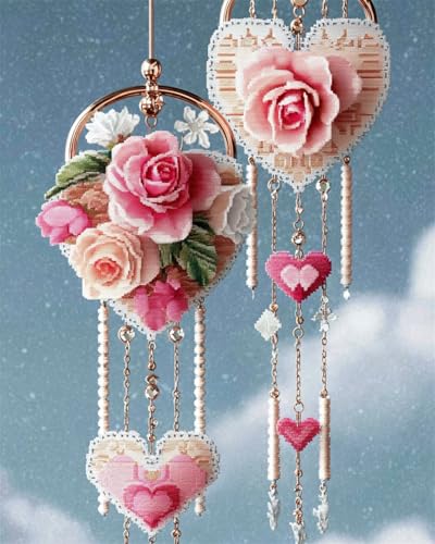 Kit point de croix imprimé carillon floral LFYNIORS 14CT broderie 50x70cm