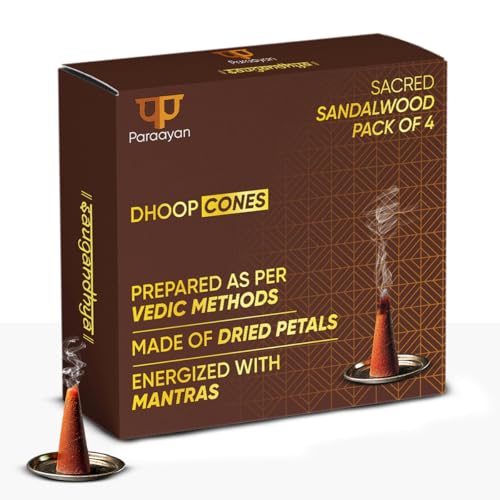 Image of Dry Dhoop Cones | 80 Cones | Pack of 4 | Fragrance Sandalwood | Bambooless Dhoop Cones for Pooja Organic Dhoop Batti Incese Cones for Puja and Home