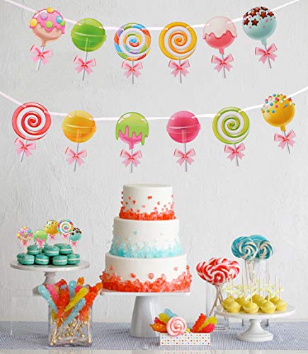 20 Pcs Lollipop Cupcake Toppers Candyland Rainbow Candy Donut Theme Baby Shower Birthday Party Supplies Decoration #TOP4