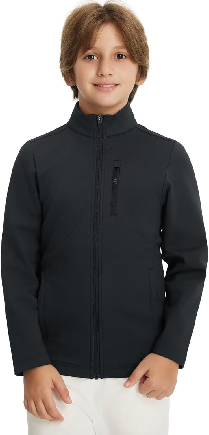 M MAELREG Full Zip Fleece Lined Jacket for Kids Lightweight Water Resistant Coat Boys Winter Long Sleeve Jackets with Pockets - Image 2