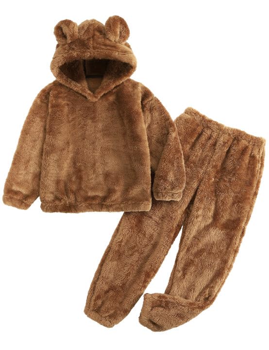 Flygo Girls Fuzzy Crop Hoodie Set