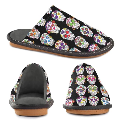 Unisex Fuzzy Foam Slippers Non-Skid Slip-on Soft Warm Sole Fleece Shoes 4-114