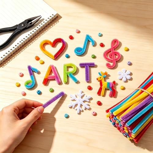 Image of Pipe Cleaners Bulk Craft,200PCS Multicolor Arts & Crafts Supplies Chenille Stems,School Supplies Kids Toys for Ages 8-1,Pipe Cleaner Flower Kit Crafts for Adults,Christmas Decorations /Home Decor Gift