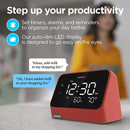 Lenovo Smart Clock Essential with Alexa Built-in (Clay Red) - Image 4
