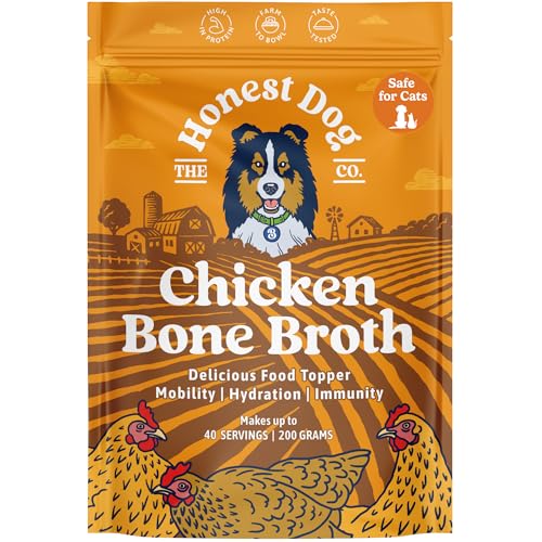 Honest Dog Co. Chicken Bone Broth for Dogs & Cats Collagen & Protein