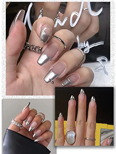 Gorvalin 10Ml Metallic Chrome Silver Gel Nail Polish, Cyber Punk Y2K French Nail Art Painted Gel 3D Metal Painting Drawing Mirror Gel For Nail Art Salon Home Diy Nail #TOP2