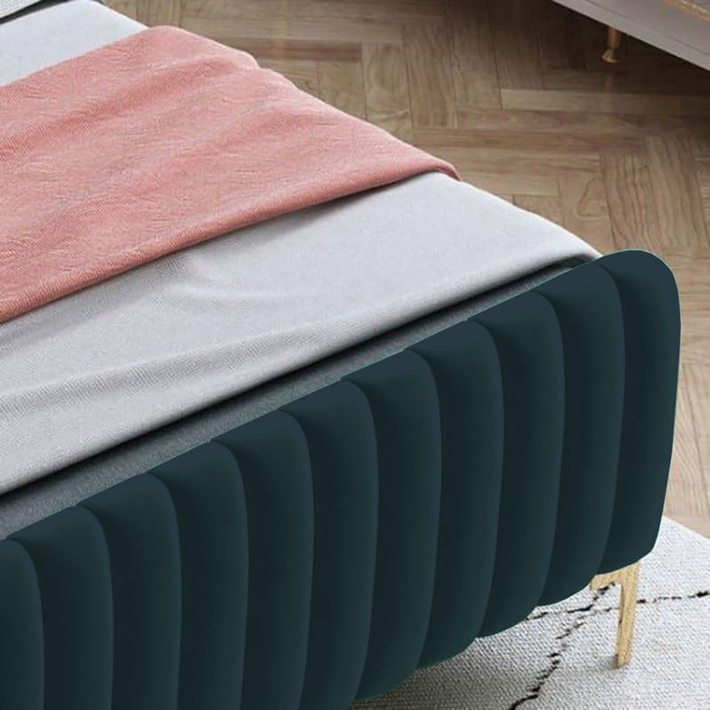 Image of Wakeup India Trevinox Queen Size Bed 78x60 Inch | Suede Fabric Bed | Bedroom Furniture | Premium Upholstery Bed | No Storage | 1 Year Warranty