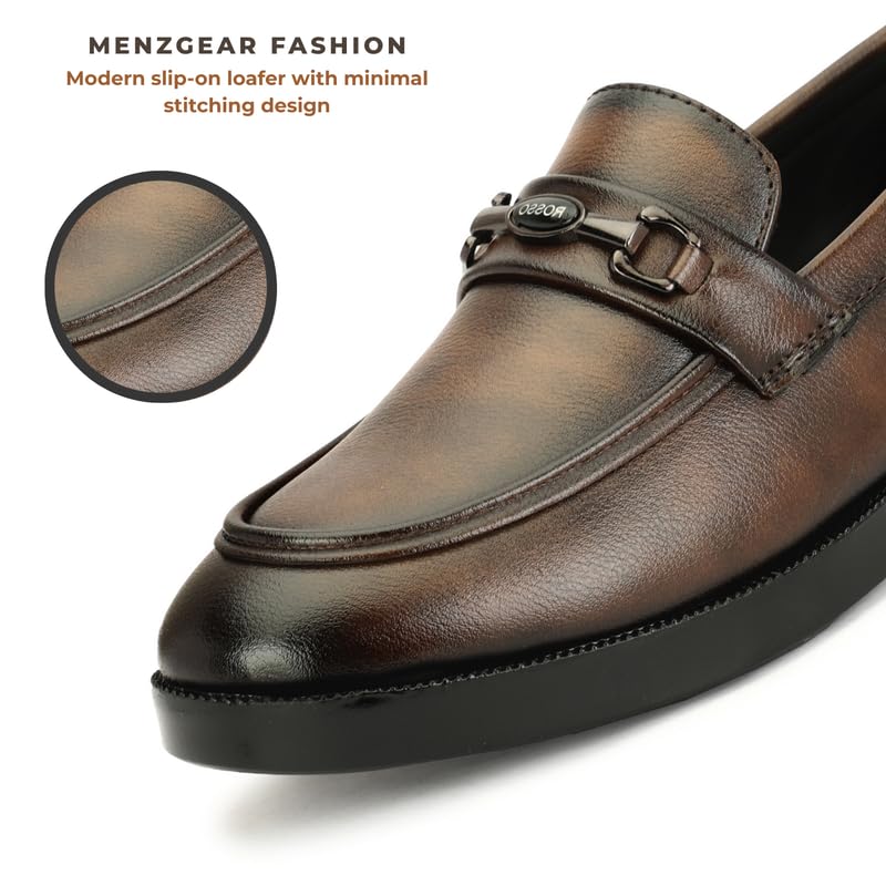 Image of Men's Chain Buckle Loafers || Premium Smooth Faux Leather Slip On || Formal Office & Casual Wear Shoes