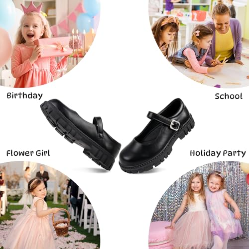 Image of Toddler Girl Dress Shoes Bow Black Dress School Shoes Princess Mary Jane for Toddler /Little Girl