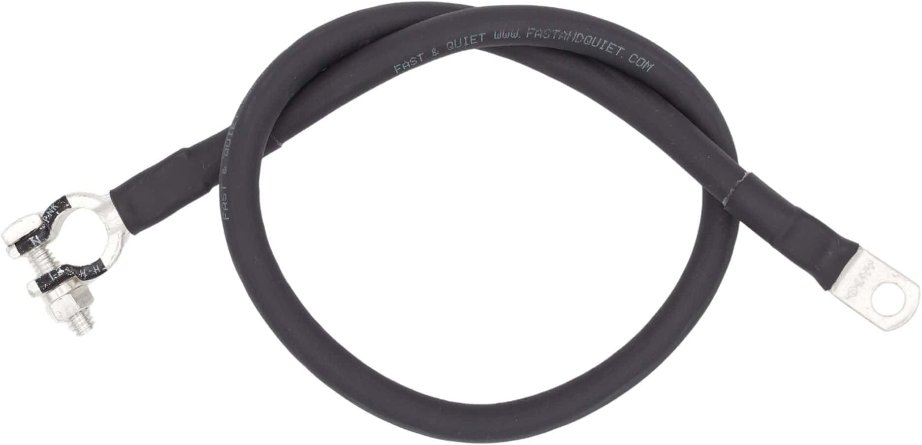 2 AWG Battery Cable with Battery Terminals, Pure Copper Wire, Automotive, Power Inverter, Welding, Golf Cart, Lawn Mower, Motorcycle (Black Wire, 3.5 FT (42 in), 3/8" to Top Post Neg, 1pc)